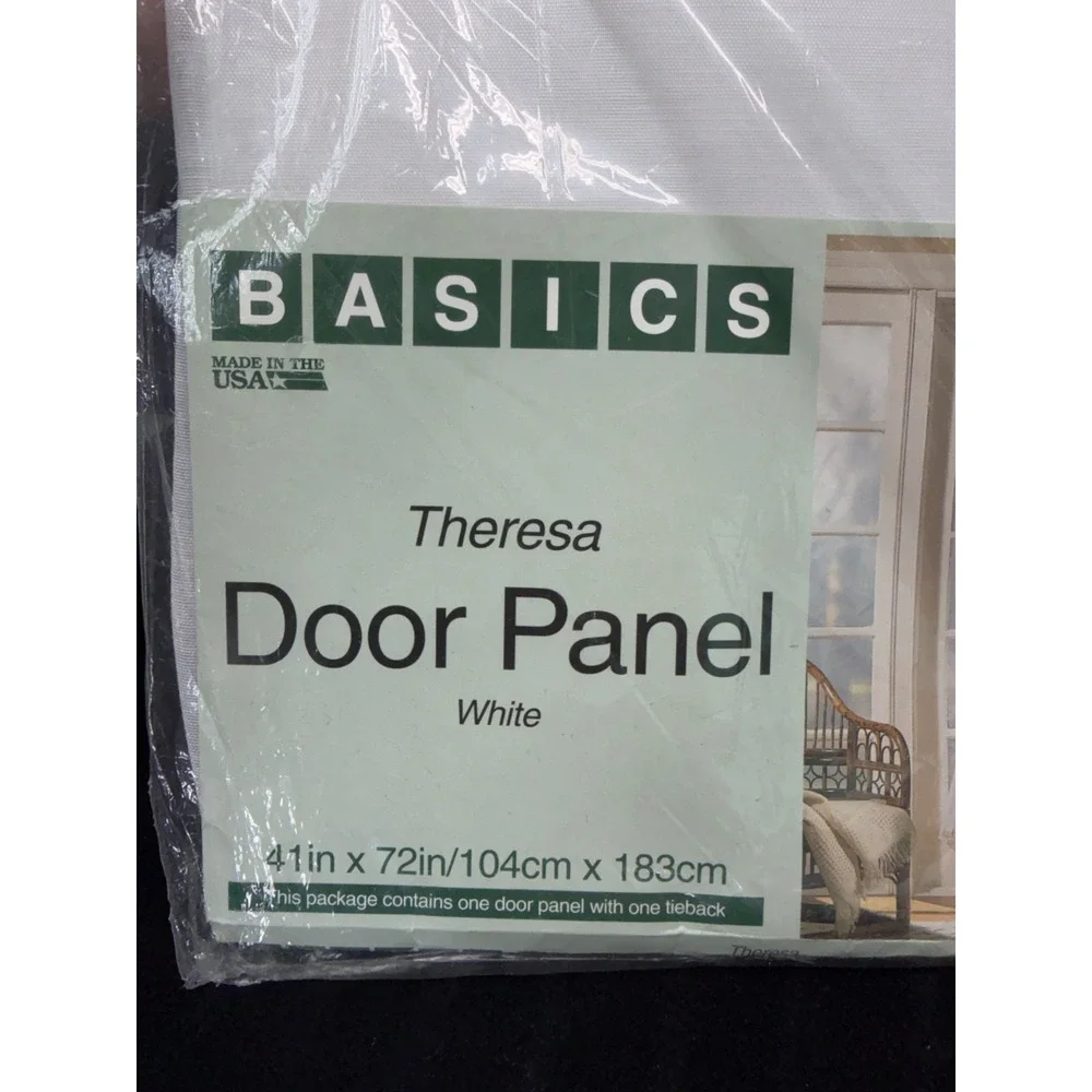 90's Curtains & Tiebacks Theresa Door Panel White 41